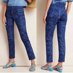 Anthropologie Pilcro Floral-Printed High Rise Slim Petite Jeans